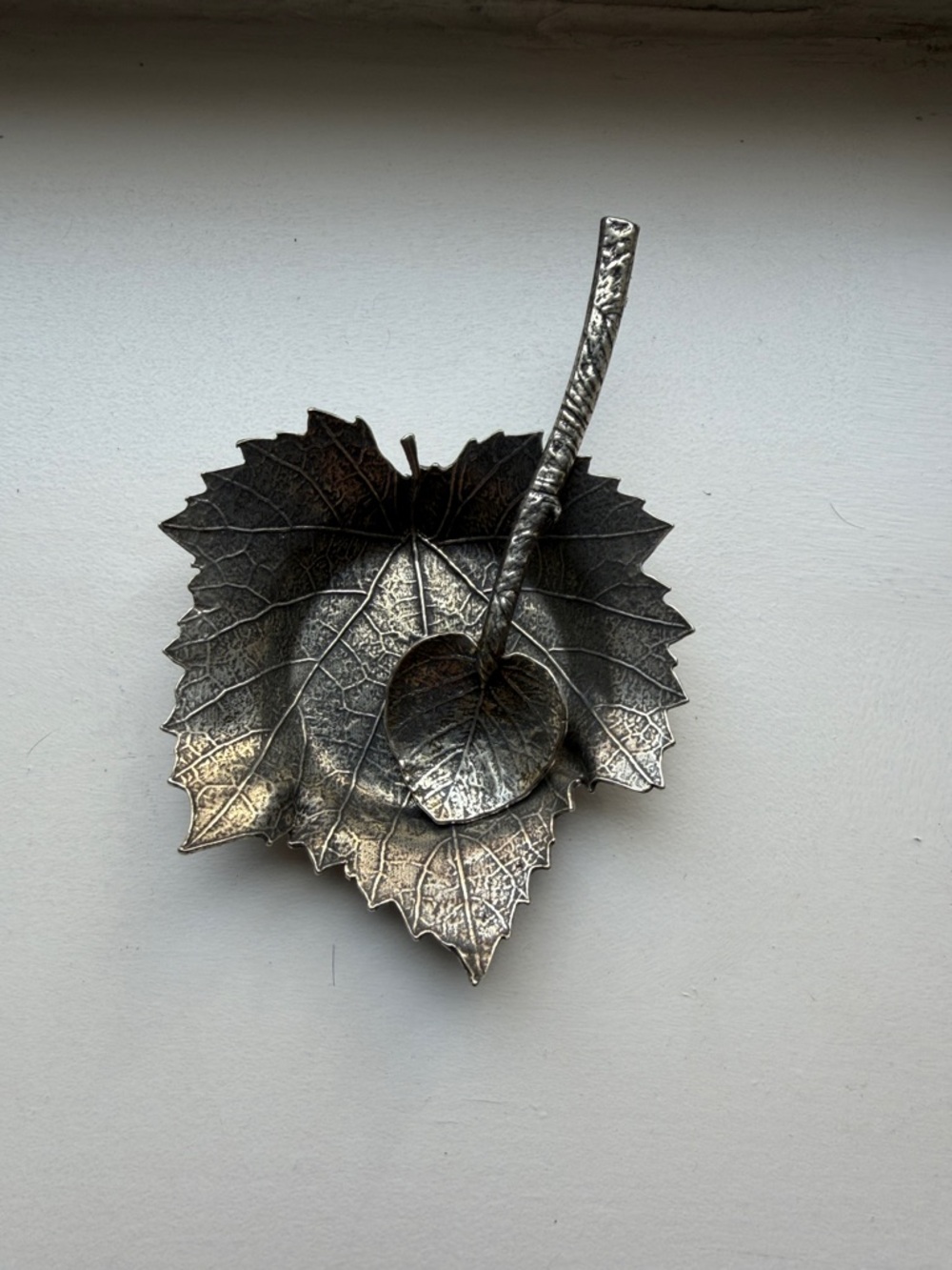 Decorative Silver Leaf serving piece - Metal Leaf Plate